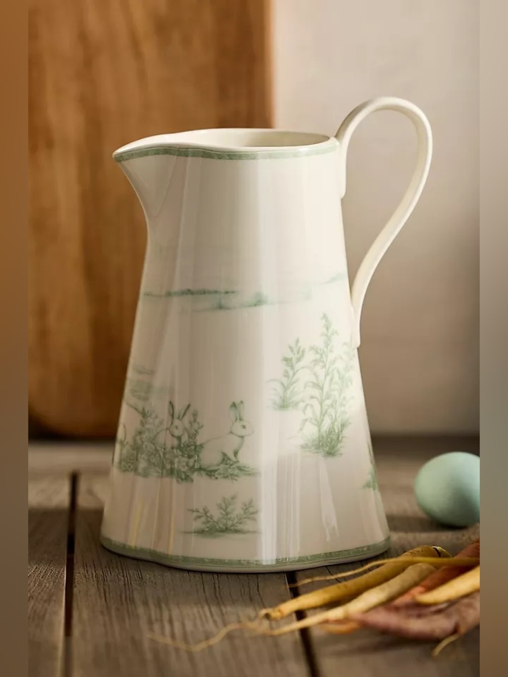 Bunny Toile Stoneware Pitcher | Anthropologie  New - Picture 3 of 4